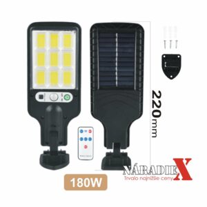 SOLÁRNA LED ZAHRADNA LAMPA 22CM, 9 COBLED, 180W, LED POULIČNÉ SVETLO POHYBOVÝ SENZOR IP65 VODOTESNÉ VONKAJŠIE INTEGROVANÉ ZÁHRADNÉ SOLÁRNE POULIČNÉ SVETLO TO1136