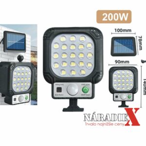 SOLÁRNA LAMPA 13CM, 128COBLED, 200W SO SNÍMAČOM POHYBU EXTERNY SOLARNY PANEL JX966B