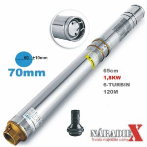RAKETA 70mm Hlbinné úzke ponorné čerpadlo QJD, 1800W Nerezové, 6 turbín, 5,5m3/h, RK65