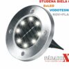 1KS LED SOLÁRNE VONKAJŠIE PRIZEMNE SVETLO KOVOVE BIELA STUDENA 8xLED LIGHTSON®Disk Lights SL6001S