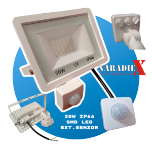 LED 30W STROPNÉ KOVOVÉ SVETLO SO SENZOROM A DRŽIAKOM STUDENA BIELA-SMD-LED, IP66, 220V, 30311