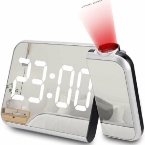Digitálne hodiny s LED obrazovkou a projektorom DS-8590L, budík, teplomer, biele čísla