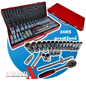 GOLA SADA 1/2″ PREDLŽENYCH 24KS NÁSTRČNÝCH KĽÚČOV FLINKE CR-V FK2406