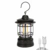 Kempingová lampa, lampáš v retro štýle ČIERNE prevedenie LED svetlo Home Dekor Vintage Vodotesné svetlo pre stanovanie L27B 300218