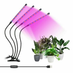 LED GROW LIGHT 4-RAMENNÁ 40W LED-SMD LAMPA SVETLO NA PESTOVANIE RASTLÍN, ČASOVAČ AUTOMATICKÉHO ZAPNUTIA A VYPNUTIA 3/9/12H, STMIEVATEĽNÝ JAS 10-100% A 3 REŽIMY OSVETLENIA T006