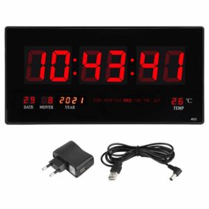 LED DIGITÁLNE NÁSTENNÉ HODINY TL4622 ČERVENA 47x3x23cm
