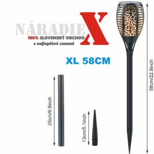 LED VONKAJŠIE OKRASNÉ SVIETIDLO 58CM FAKĽA S IMITACIOU PLAMEŇA XF6018