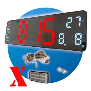 NÁSTENNÉ DIGITÁLNE LED HODINY S DIAĽKOVYM OVLÁDANIM 32cm 63565