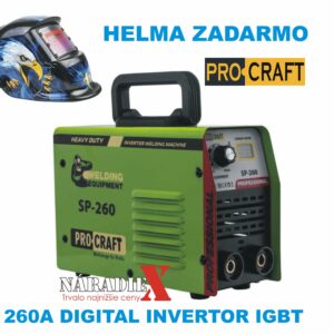 PROCRAFT INVERTOROVÁ ZVÁRAČKA 260A MMA DIGITAL SP260 HELMA ZADARMO