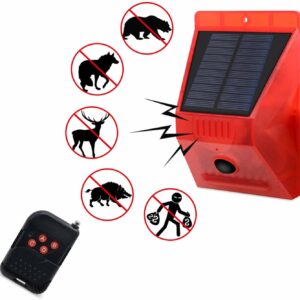 SOLÁRNE VÝSTRAŽNÉ SVETLO S DIAĽKOVÝM OVLÁDAČOM 129DB ODPUDZOVAČ ZVERI RV129DB