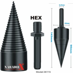 ŠTIEPACÍ TŔŇ – KUŽEĽ NA DREVO 90X32MM, S ADAPTÉROM HEX PRE VRTAČKY 36115