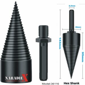ŠTIEPACÍ TŔŇ – KUŽEĽ NA DREVO 95X38MM, S ADAPTÉROM HEX PRE VRTAČKY 36116
