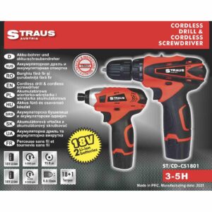 STRAUS 2V1 MULTI SADA AKU NÁRADIA 18V AKU SKRUTKOVAČ A RAZOVÝ UŤAHOVAK ST/CD-CS1801