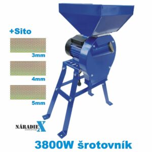ŠROTOVNIK OBILIA A KUKURICE 3,8KW 210kg/h 3,4,5MM SITA UL38005