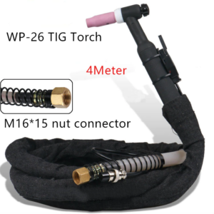 WP26 TIG HORÁK M16 MATICOVÝ KONEKTOR 4METROVÁ OPLETENÁ TRUBICA SILIKÓNOVÁ TRUBICA ARGÓNOVÝ OBLÚKOVÝ ZVÁRACÍ HORÁK AUTOMATICKÉ ZVÁRANIE ŠPECIÁLNE ZVÁRANIE