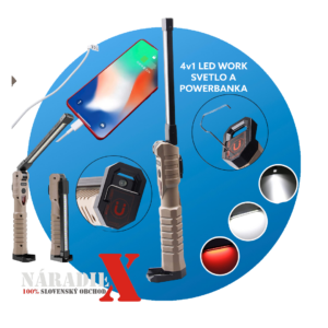 LED PRACOVNÉ SVETLO S FUNKCIOU POWERBANK 4V1 FT-18